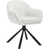 ESSZIMMERSTUHL drehbar, Samt, Creme - Creme/Schwarz, Textil/Metall (57.5/78/60.5cm) - Woltu