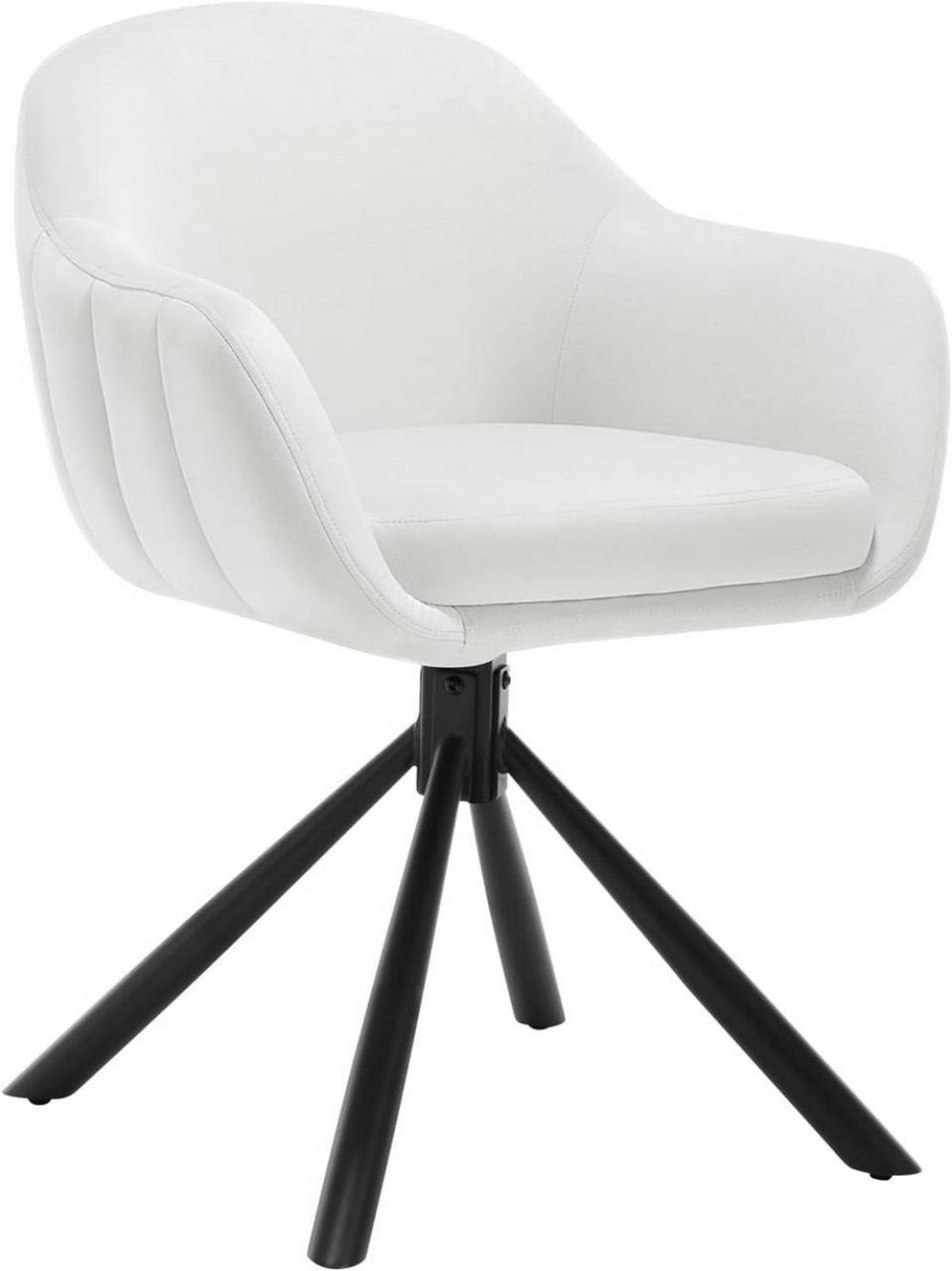 ESSZIMMERSTUHL drehbar, Samt, Creme - Creme/Schwarz, Textil/Metall (57.5/78/60.5cm) - Woltu