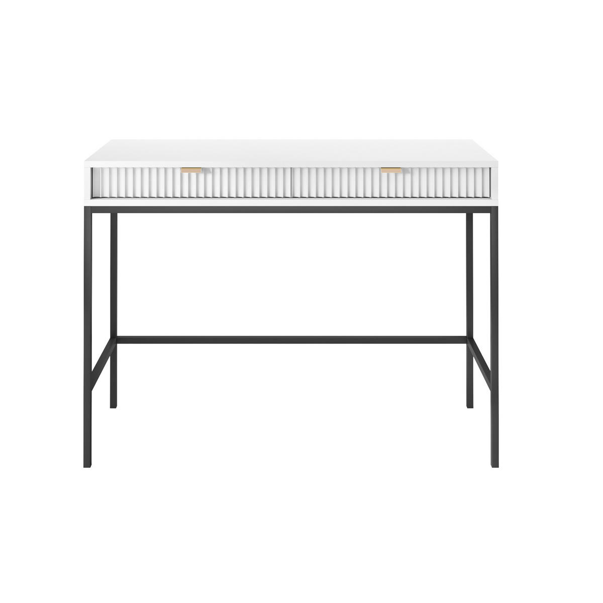 SCHMINKTISCH Nova Weiß, Schwarze Beine, Konsoletisch mit Schubladen - Schwarz/Weiß, Holzwerkstoff/Metall (50/104/78cm) - Bettso