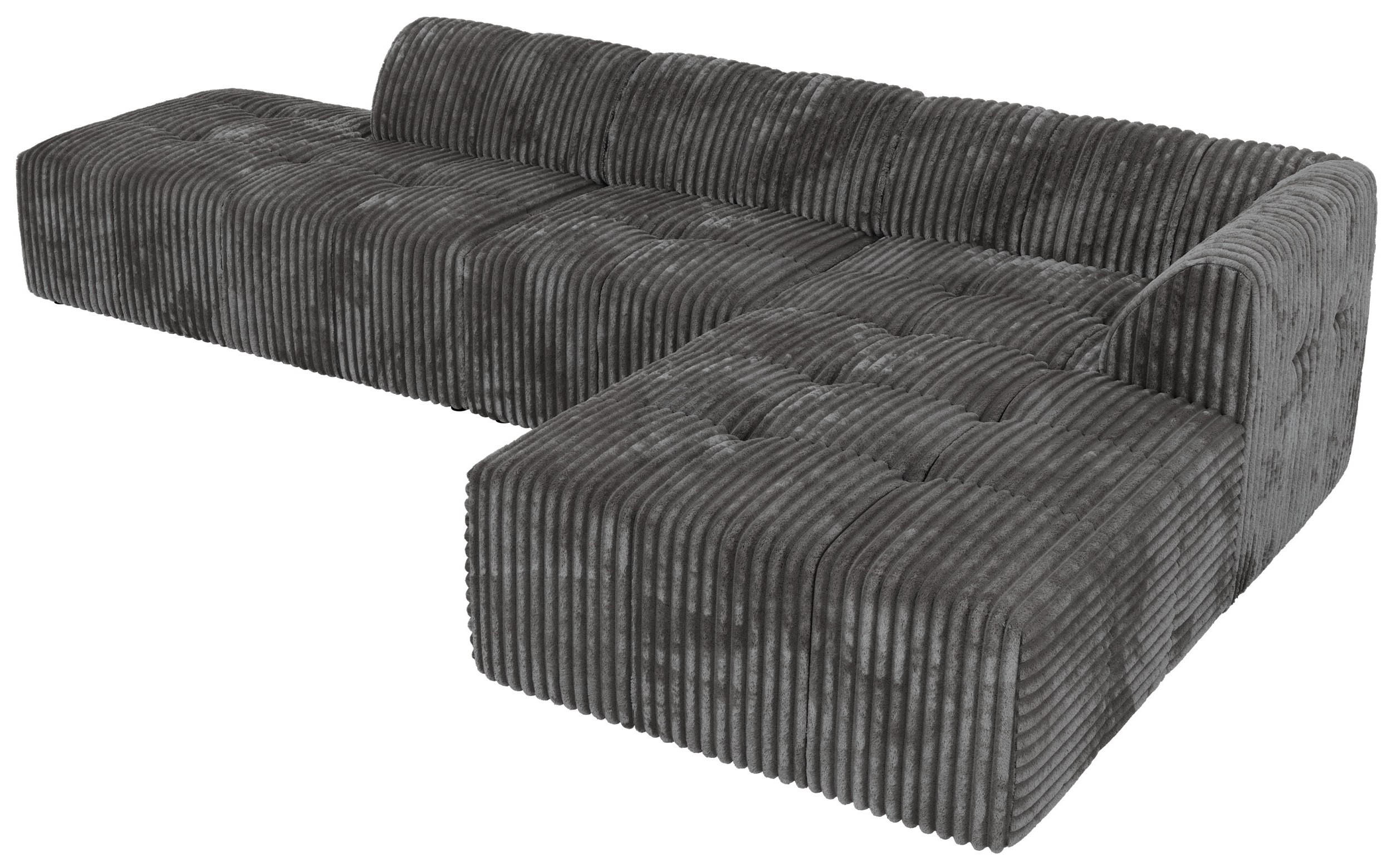 ROHOVÁ SEDAČKA GRIDA 3M L Šedá Manšestr - Pravá - šedá/černá, textil/plast (176/335cm) - MKS