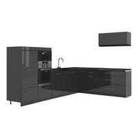 ECKKÜCHE Fame-Line, Anthrazit Hochglanz/Anthrazit, 327 x 227 cm, AP Anthrazit - Schwarz Hochglanz/Anthrazit, Holzwerkstoff (327/153.6/60cm) - Vicco