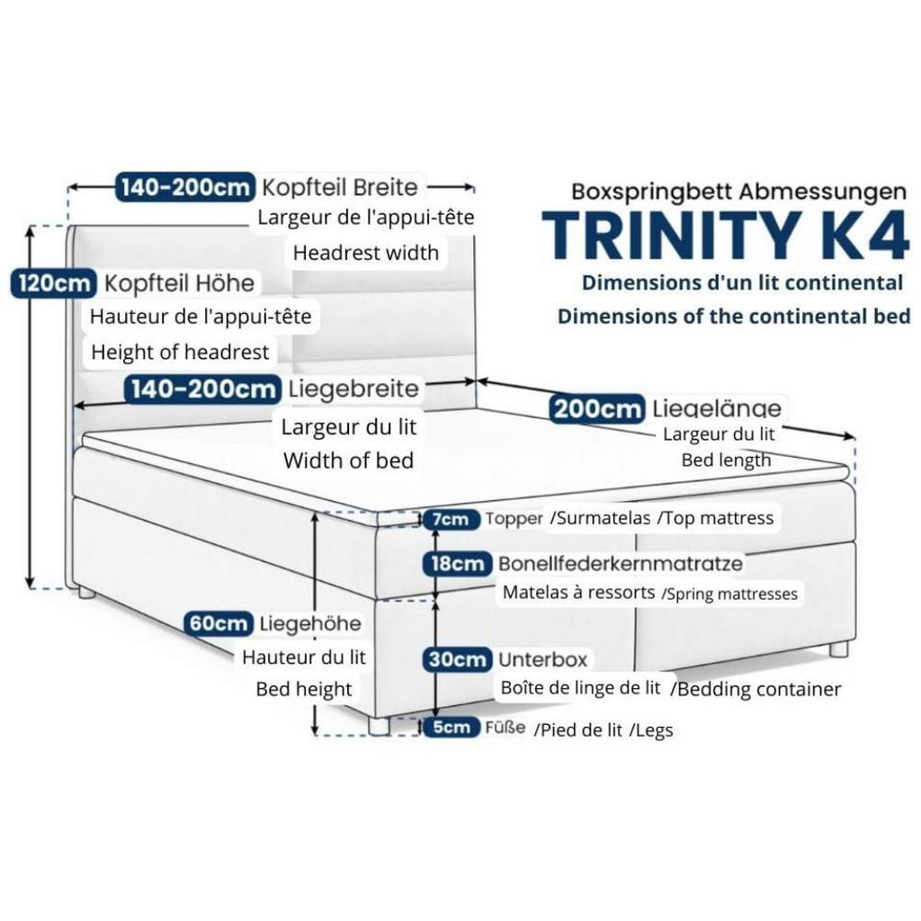 Thumbnail - Best For Home Boxbett, Braun, Textil, Höhe ca. 18 cm, Rechteckig, 200x200 cm, Schlafzimmer, Betten, Boxspringbetten