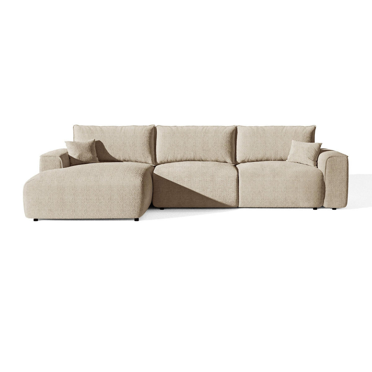LINKSECK-SCHLAFSOFA mit Stauraum COMO Kettgewebe mit weichem Griff Beige 297cm - Beige, Textil (297/167cm) - Premium Interiors