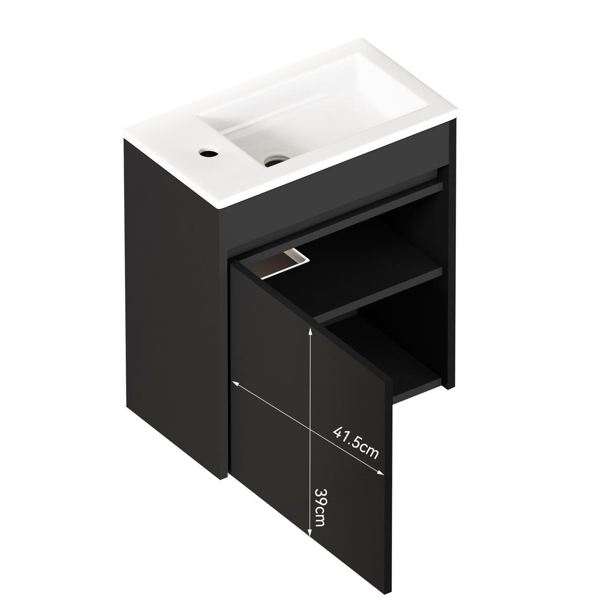 BADSCHRANK mit Soft-Close-Tür 46 cm Schwarz - Schwarz, Holzwerkstoff (26/51.5/46cm) - Beauniv