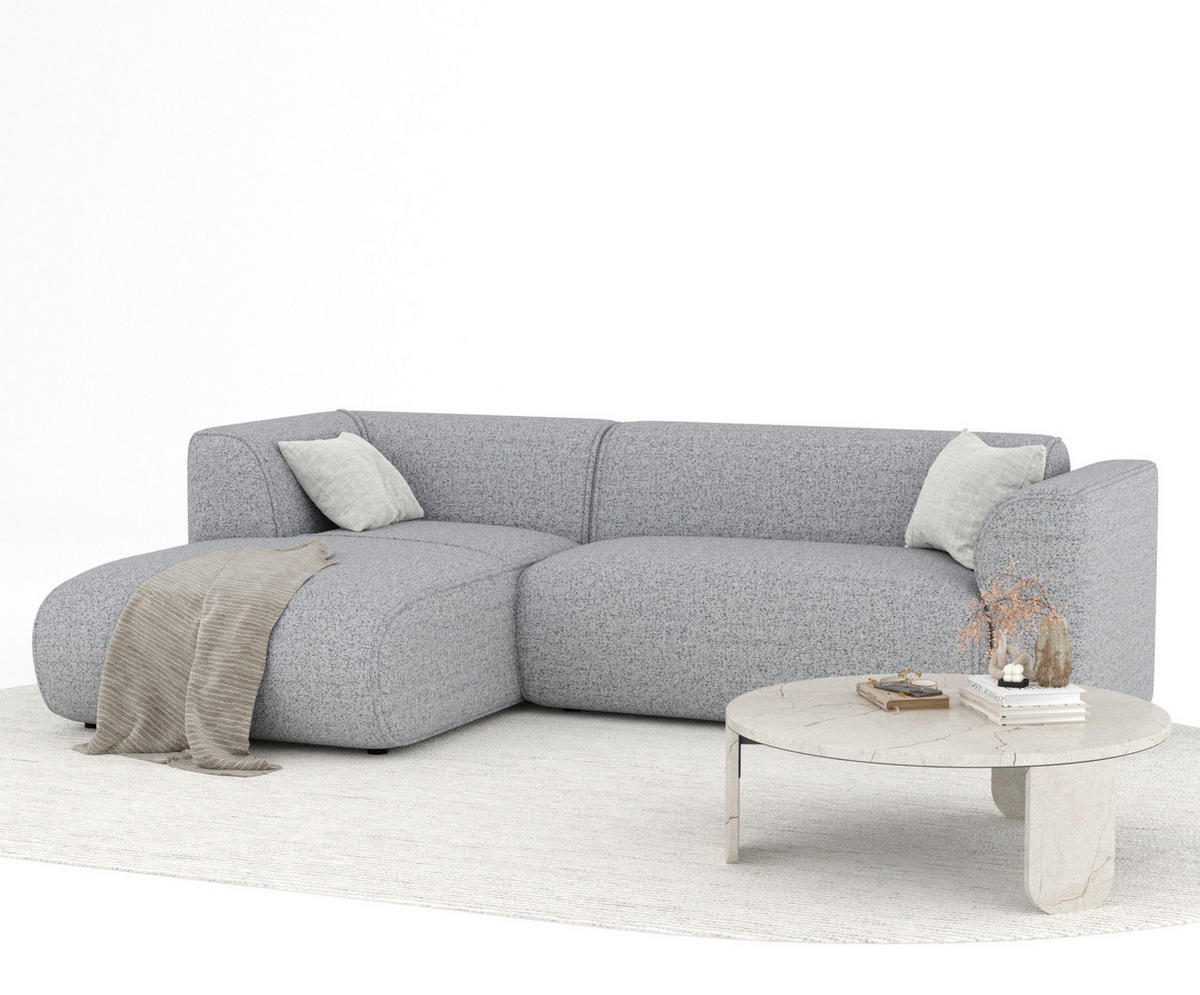 ECKSOFA Melani Grau Webstoff - Schwarz/Grau, Holz/Holzwerkstoff (253/153cm) - Maison de Reve