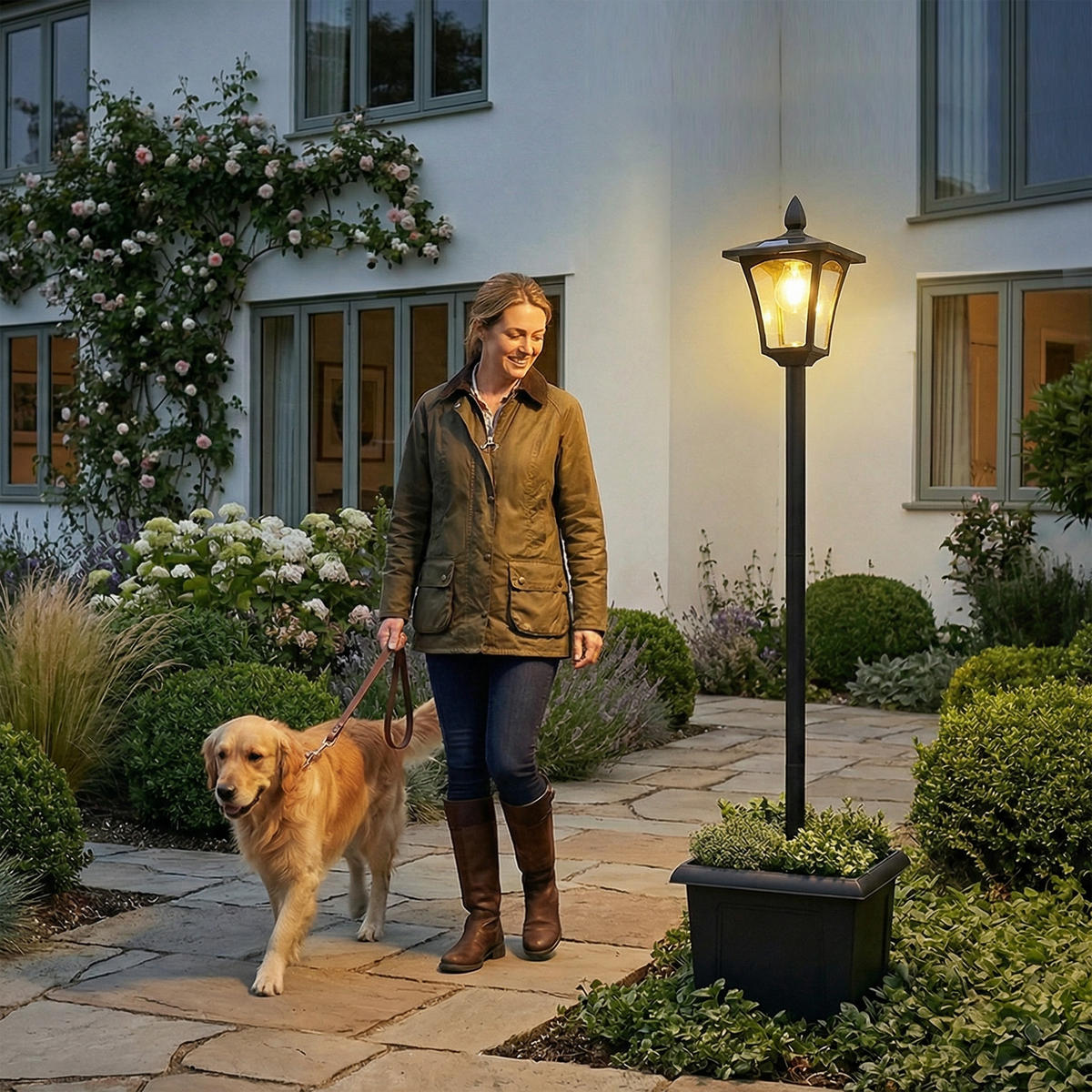 SOLÁRNÍ lampa ABS hliník černá - černá, plast (33/33/160cm) - Outsunny