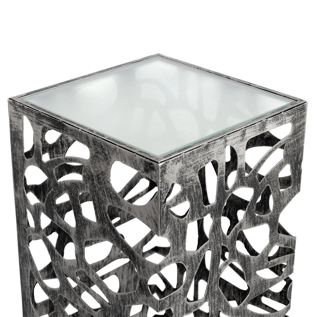 SÄULE Enza Metall antik-silber - Silberfarben, Metall (27/27/72cm) - DESIGN DELIGHTS