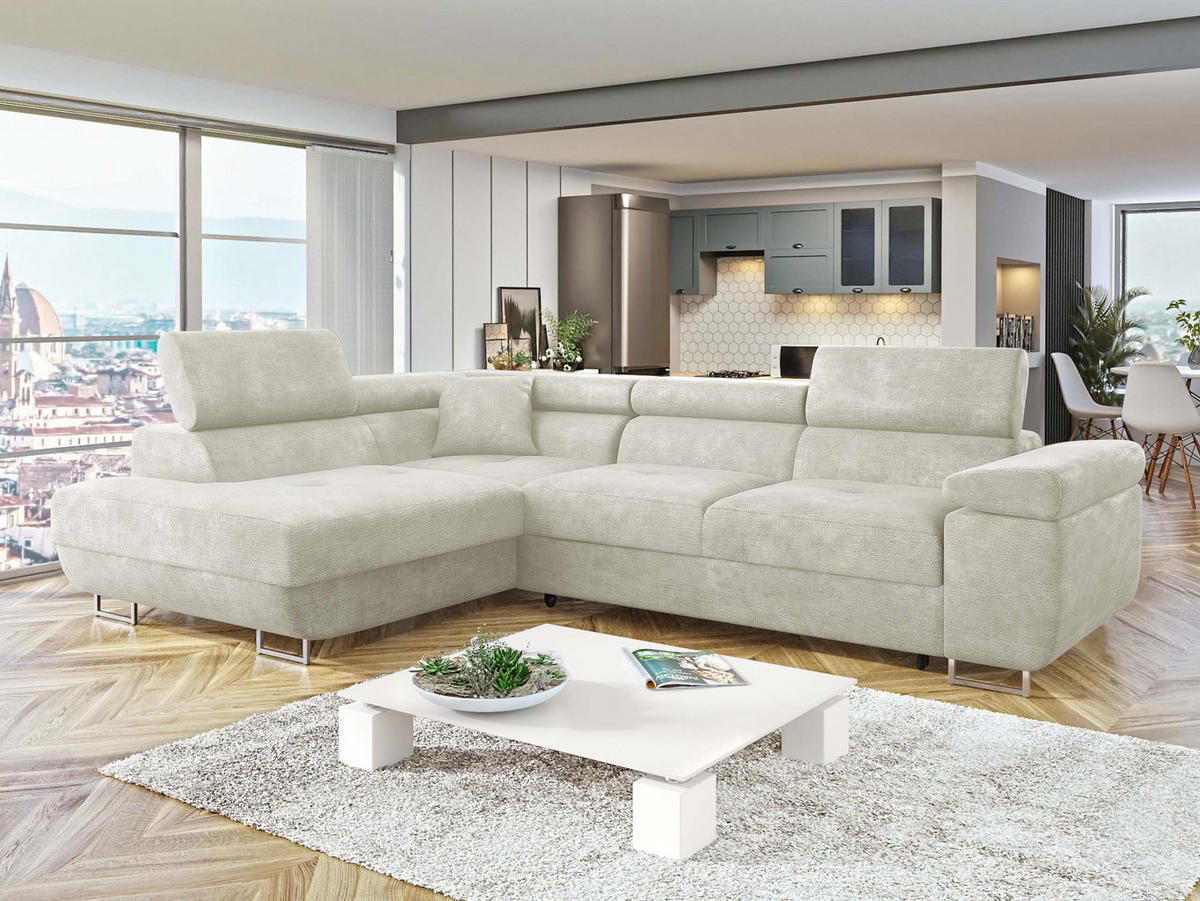 ECKSOFA Torezio, Seite: Links - Creme, Holz/Textil (274/203cm) - MIRJAN24