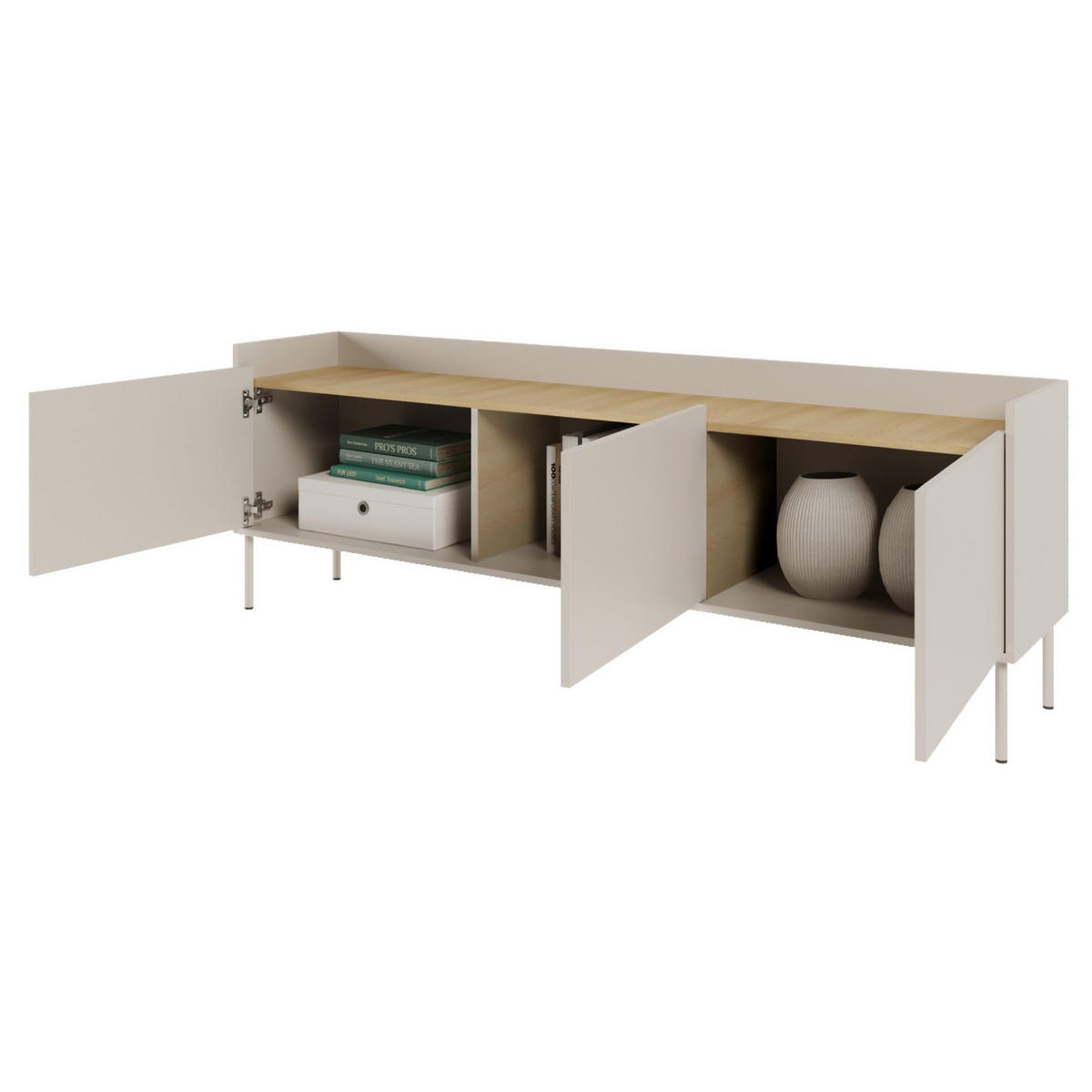 TV-SCHRANK Tovi Kaschmir / Holzoptik Eiche 175/58/36 cm - Taupe, Holzwerkstoff/Metall (175/58.5/36.4cm) - Selsey