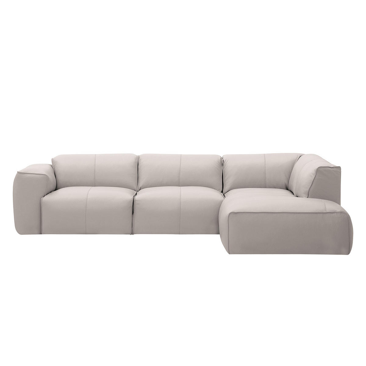 3-SITZER ECKSOFA mit Recamiere - Hellgrau/Schwarz, Leder/Kunststoff (295/231cm) - home24