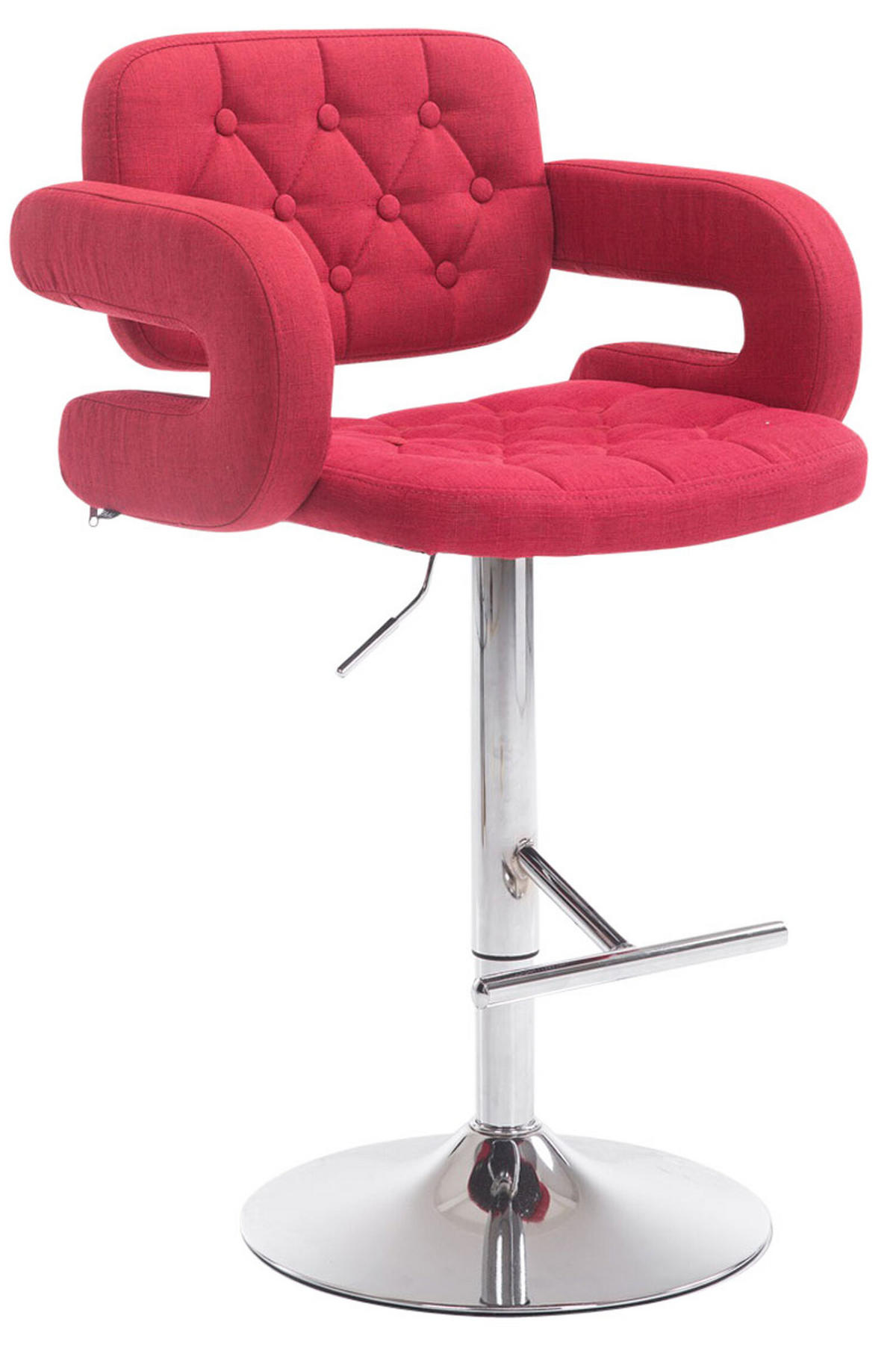 BARHOCKER Dubai, Gestell Metall in Chromoptik, STOFF Rot - Chromfarben/Rot, Textil/Metall (52/100/55cm) - TPFLiving