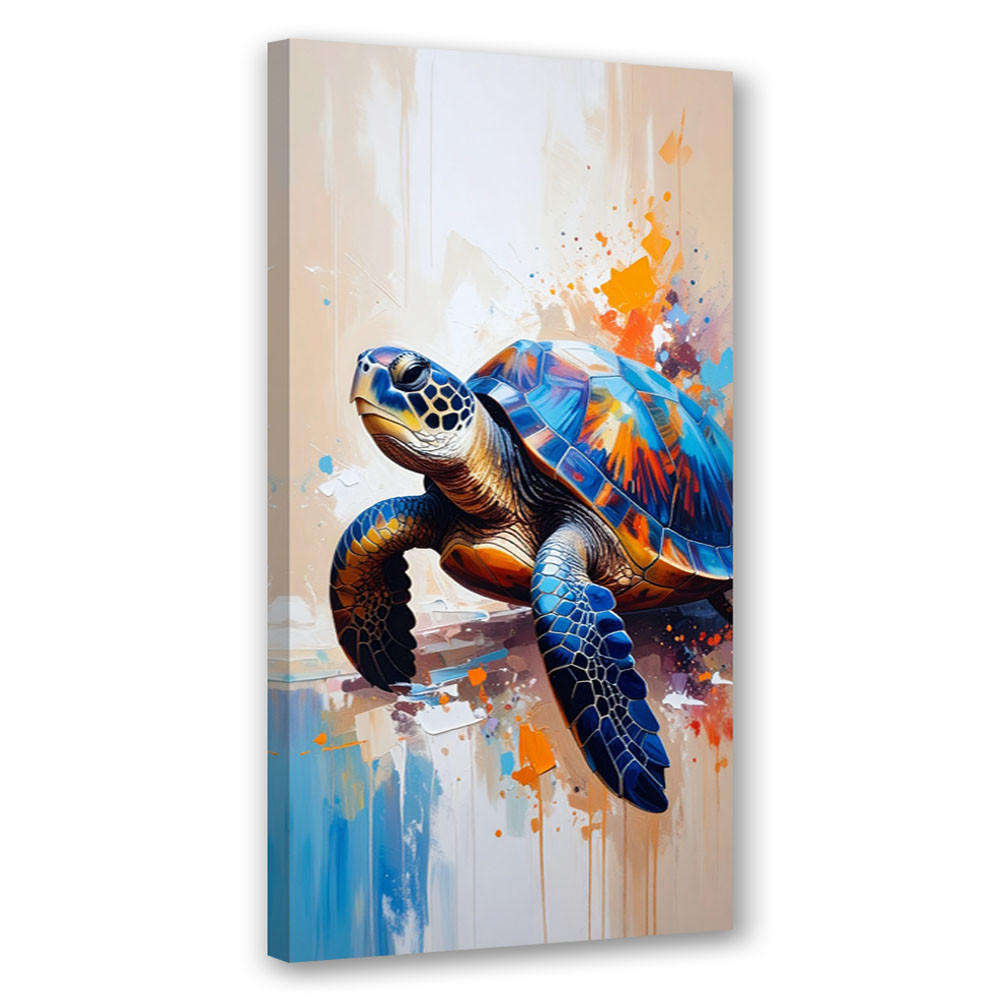 LEINWANDBILD Schildkröte Reptilien Meer Ozean 60x120cm - Blau, Textil (60/120cm) - Feeby