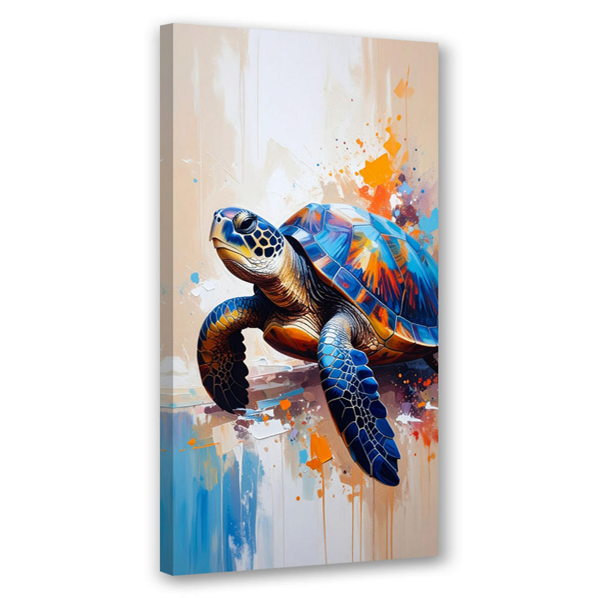 LEINWANDBILD Schildkröte Reptilien Meer Ozean 60x120cm - Blau, Textil (60/120cm) - Feeby