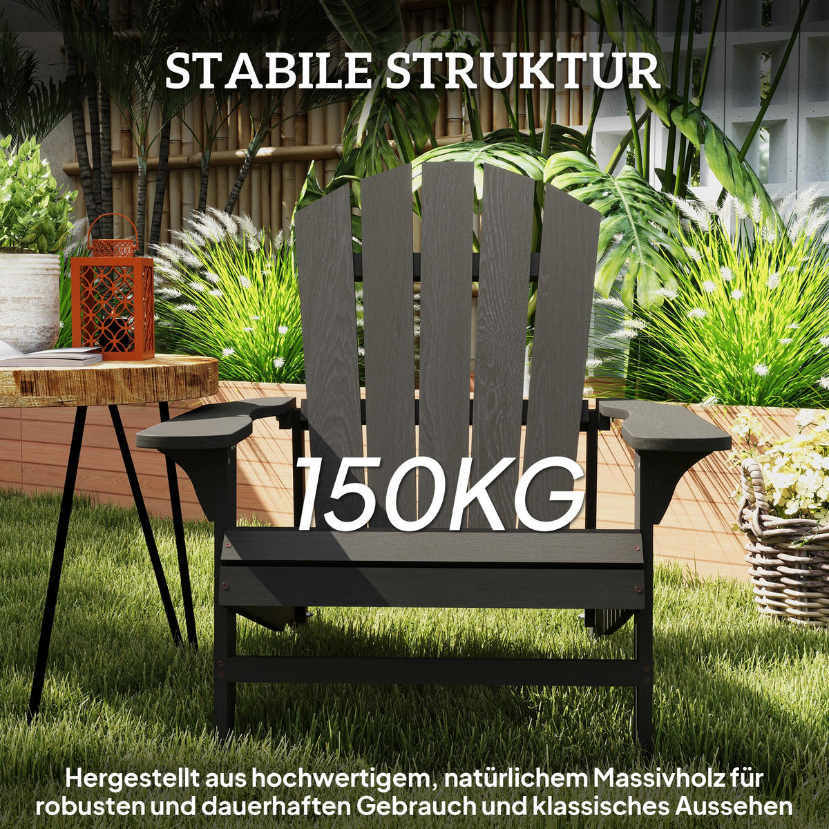 ADIRONDACK Wetterfest aus Tannenholz Schwarz - Schwarz, Holz (78/88/89cm) - Outsunny