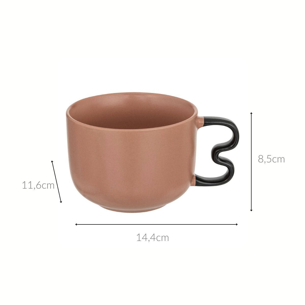 BECHER mit großem Griff Wavy Bliss Terrakotta 580 ml 14,4/11,6/8,5 cm - Rosa, Keramik (0.58L) - Secret de Gourmet