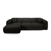 ECKSCHLAFSOFA Bouclé-Stoff Schwarz 283cm - Schwarz, Textil (283/180cm) - Sia Home