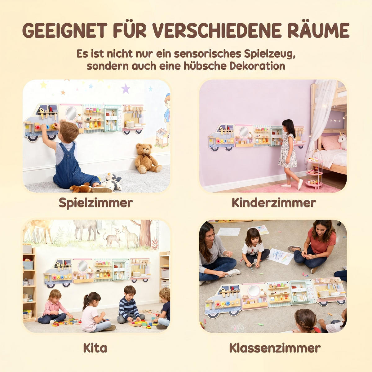 AKTIVITÄTSWAND MDF Holz Mehrfarbig - Multicolor, Holzwerkstoff (7.5/40/163.8cm) - AIYAPLAY