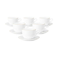 KAFFEETASSEN MIT UNTERTASSEN Liberty Goldrand weiß-gold 260 ml 6er Set - Goldfarben/Weiß, Keramik (0.26L) - Seltmann Weiden