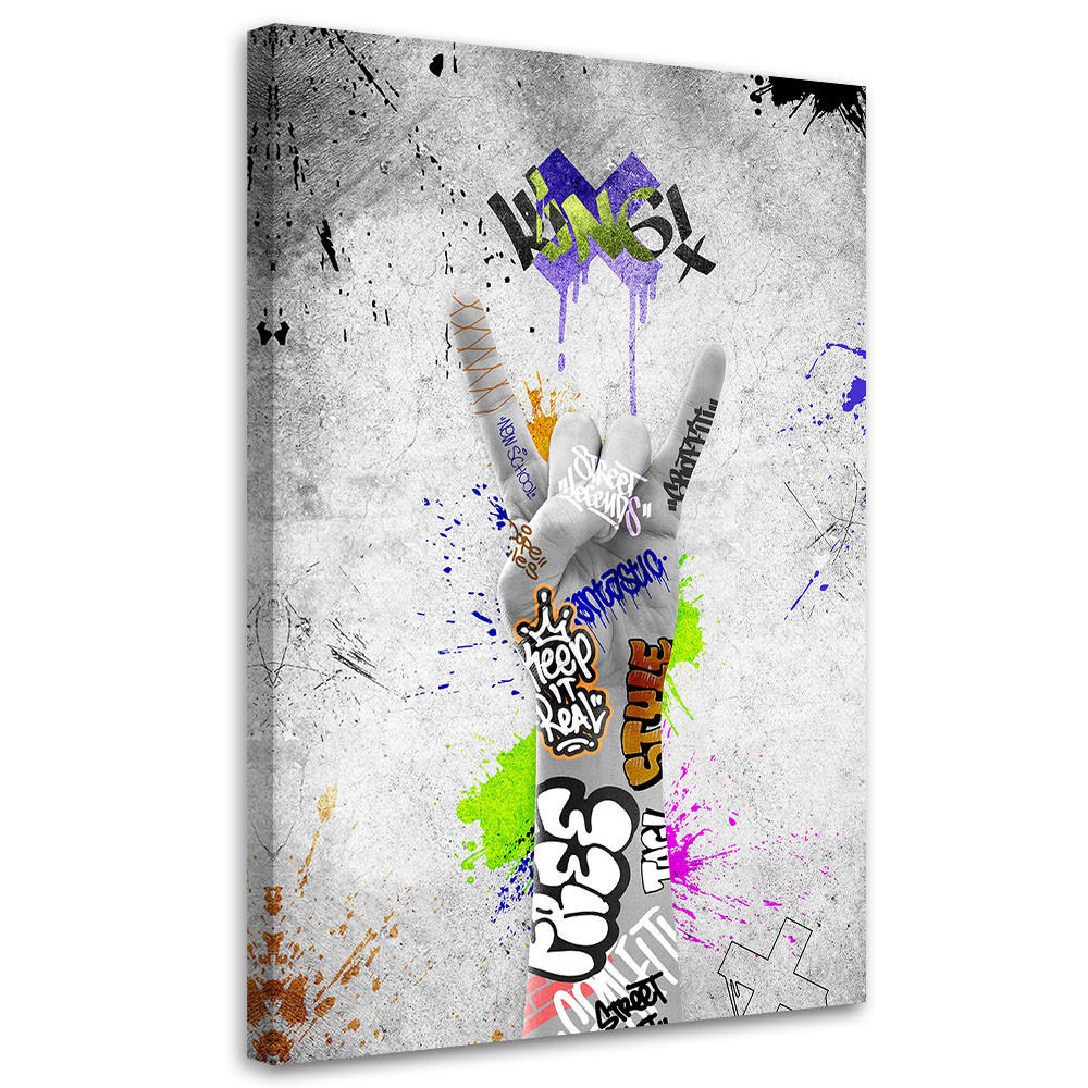 LEINWANDBILD Straßenkunst Graffiti 40x60cm - Grau, Textil (40/60cm) - Feeby