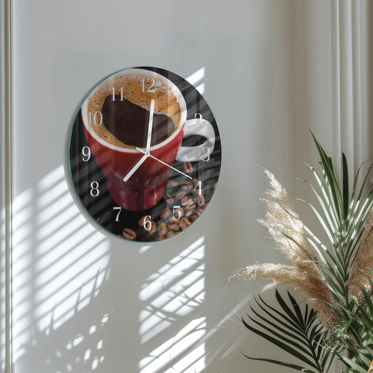 WANDUHR fi30 cm - Tasse Kaffee - Braun, Glas (30/30/0.4cm) - TULUP