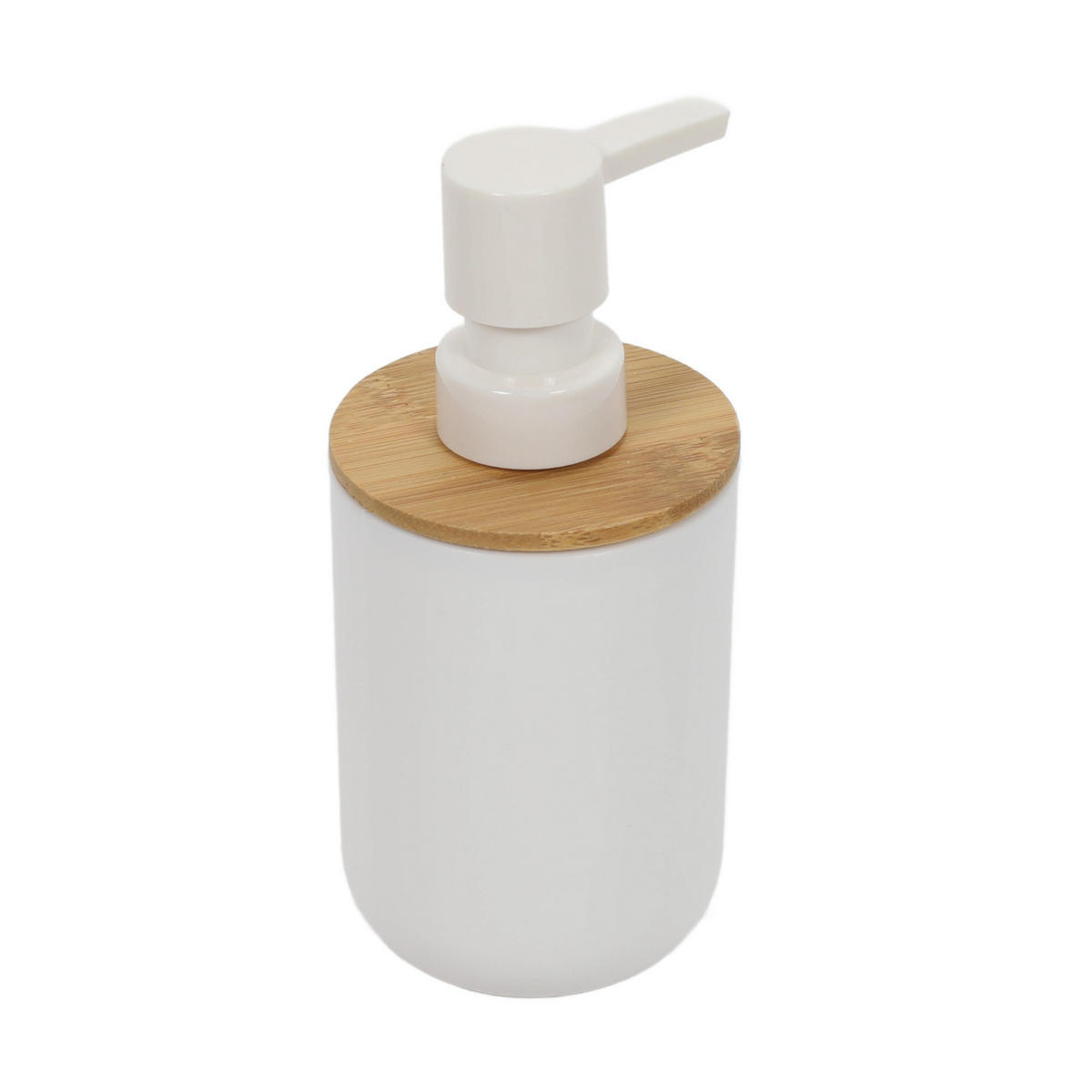 SEIFENSPENDER Bambus-Deckel 7/7/16,5 cm - Weiß, Kunststoff (7/16.5/7cm) - Bathroom solutions