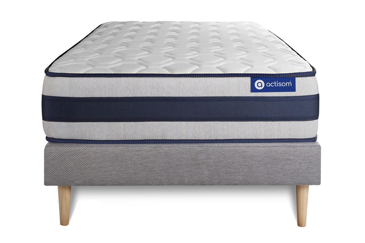 BETT Actilatex ergo Latex und Memory-Schaum 90 x 200 cm h3 - Kit Bettgestell Grau - Beige/Grau, Holz (90/200cm) - ACTISOM