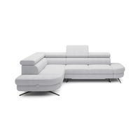 ECKSOFA OTIS L-förm, Schlaffunktion, verstellbare Kopfstützen, in AURORA-Stoff, lose Rückenkissen, freistehend, LINKS 218x276x97 cm Stainless colour - Edelstahlfarben, Holz/Textil (218/276cm) - DomoHome