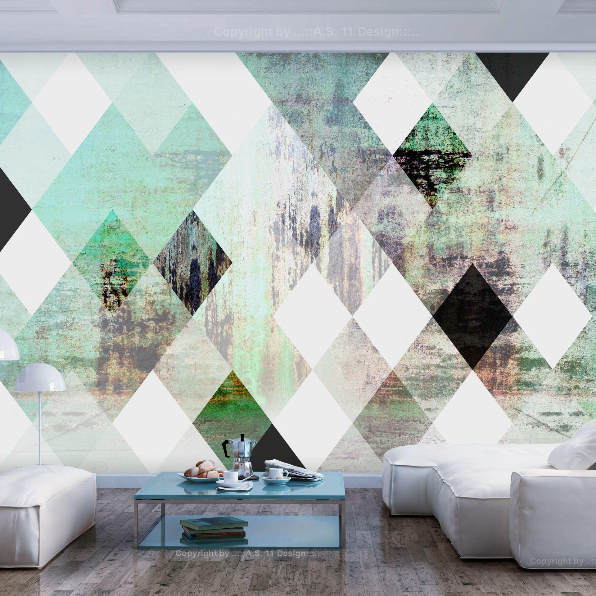 VLIESTAPETE Grün 150/105 cm - Weiß/Grün, Textil (150/1cm) - KUNSTLOFT