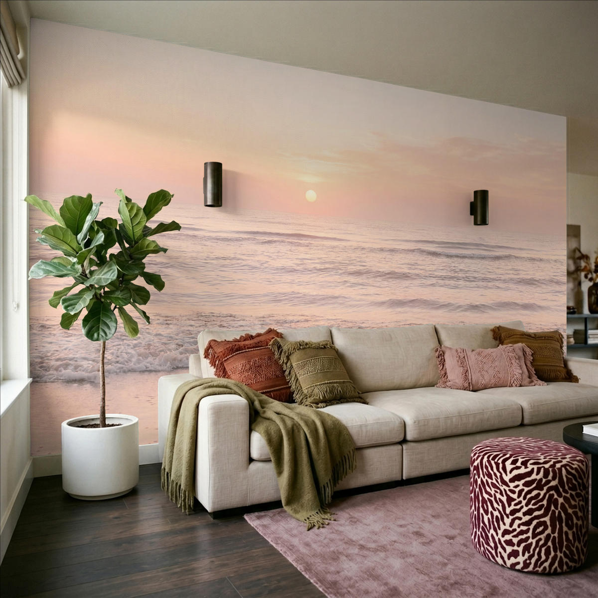 TAPETE - Sonne - Strand - Rosa - 500x300 cm - Hellrosa, Papier (500/300cm) - OnlyWow