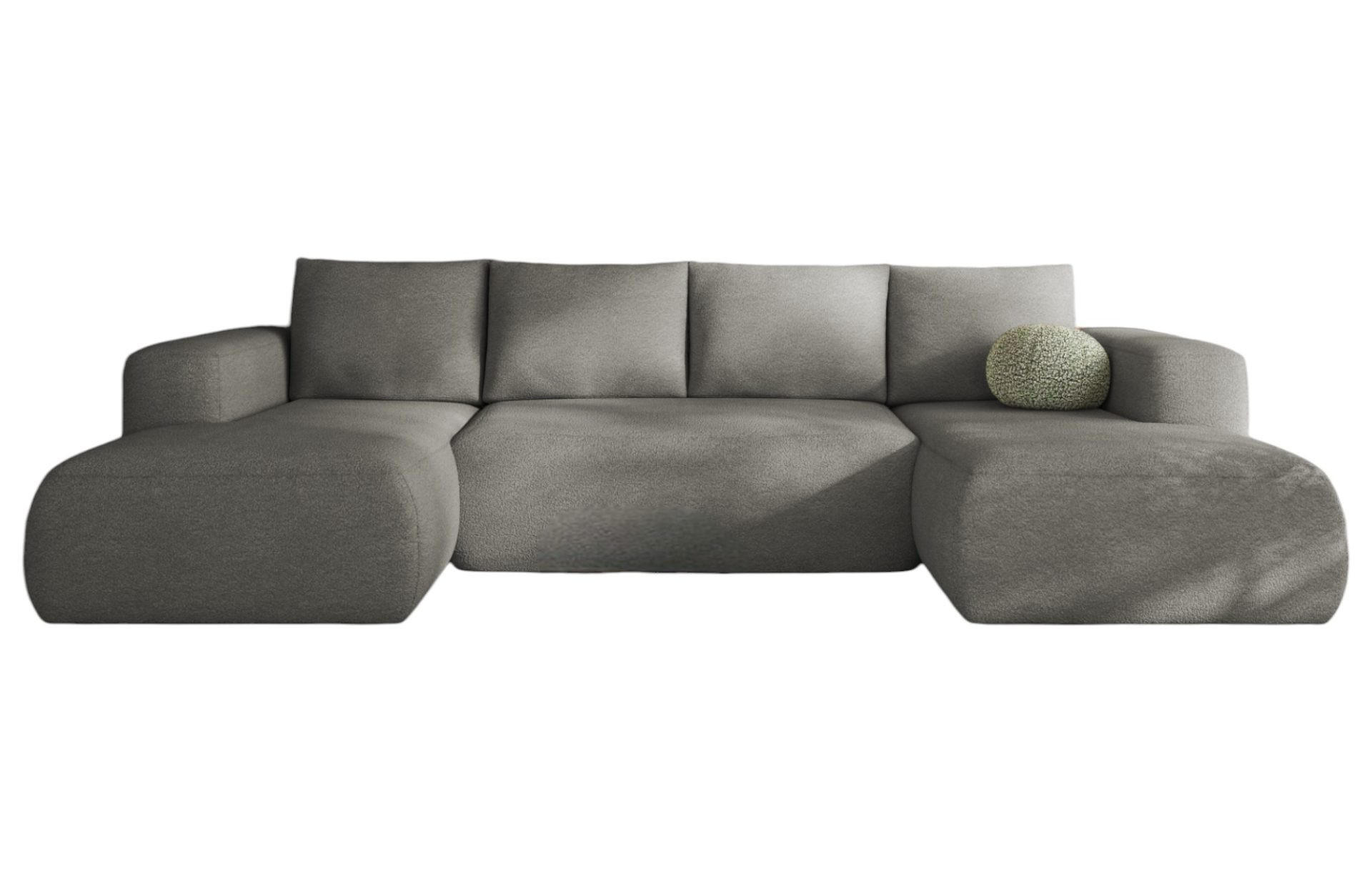 ECKSOFA LAMBI U, Wohnlandschaft U Form mit +3 Sitzen, Grau Beige - Lambi 03 - Cappuccino, Textil (340/89/114cm) - Moderno Meble