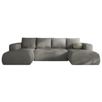ECKSOFA LAMBI U, Wohnlandschaft U Form mit +3 Sitzen, Grau Beige - Lambi 03 - Cappuccino, Textil (340/89/114cm) - Moderno Meble