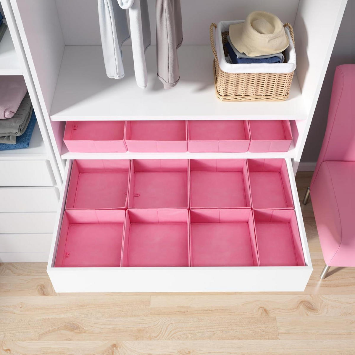 SCHUBLADEN Organizer 16er Set Grau/Rosa - Multicolor, Textil (24/11/26cm)