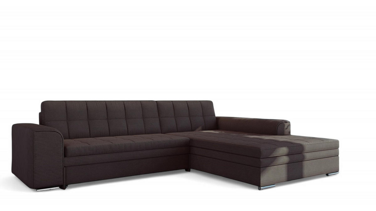 ECKSOFA Lusaka Mit Schlaffunktion - Dunkelbraun, Holzwerkstoff/Textil (198/292cm) - Fun Möbel