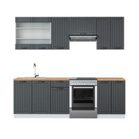 KÜCHENZEILE Fame-Line Anthrazit Landhaus/Weiß 240 cm, AP Eiche - Dunkelgrau/Weiß, Holzwerkstoff (240/81.6/60cm) - Vicco