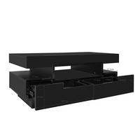 COUCHTISCH 80/50/36 cm in Schwarz aus Spanplatte mit LED-Lichtleiste und Hochglanzoberfläche - Schwarz, Holzwerkstoff (80/50/36cm) - OKMYHOME