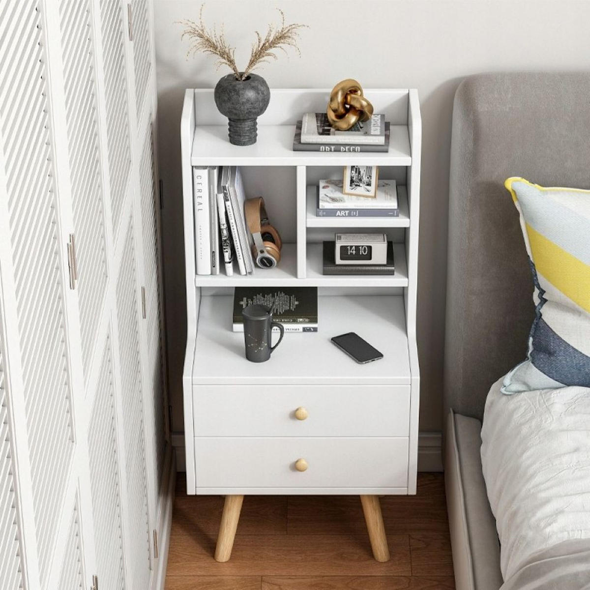 NACHTTISCH, weiß 36/43/81 cm - Weiß, Holzwerkstoff (72/13/45cm)