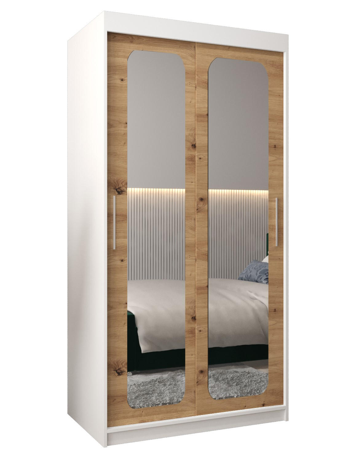 SCHWEBETÜRENSCHRANK 200/100/62 2-türig - Silberfarben/Eiche Artisan, Holz/Kunststoff (100/200/62cm) - Abiks Möbel