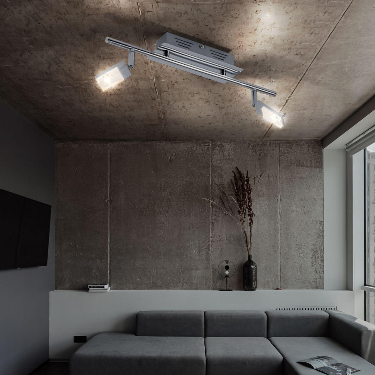 LED DECKENLEUCHTE HAJO Metall Silber - Silberfarben, Metall (44.5/17/17cm) - Brilliant