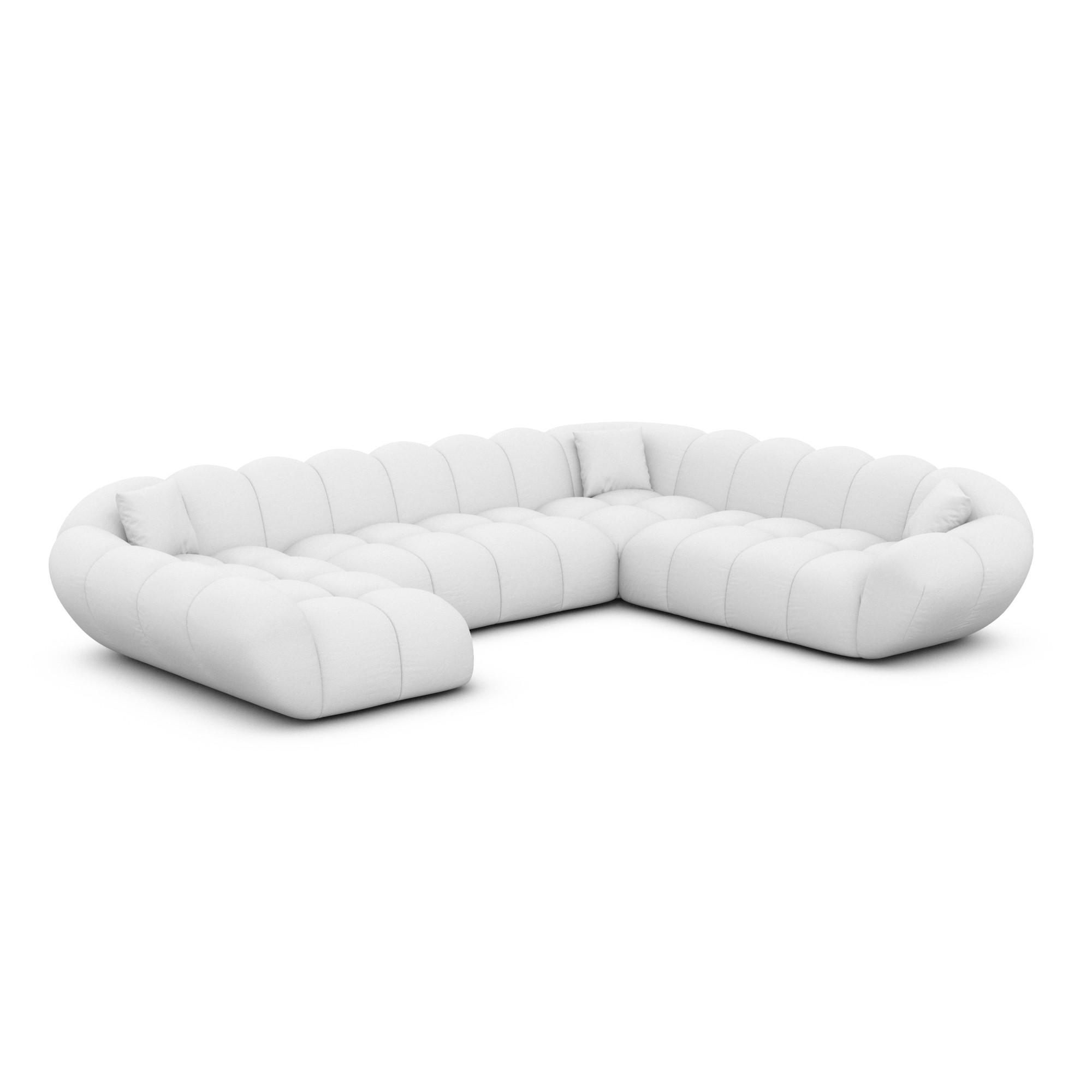 WOHNLANDSCHAFT Liva Weiß Kunstleder U-Form XXL Links - Weiß, Kunststoff (323/70/258cm) - VAROYAL