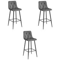 BARHOCKER 3er Set Dunkelgrauer Velours, Gepolsterte Rückenlehne, Bequem Und Modernes Design Für Die Küche Oder Die Theke - Grau, Textil (46/104/33cm) - Best For Home