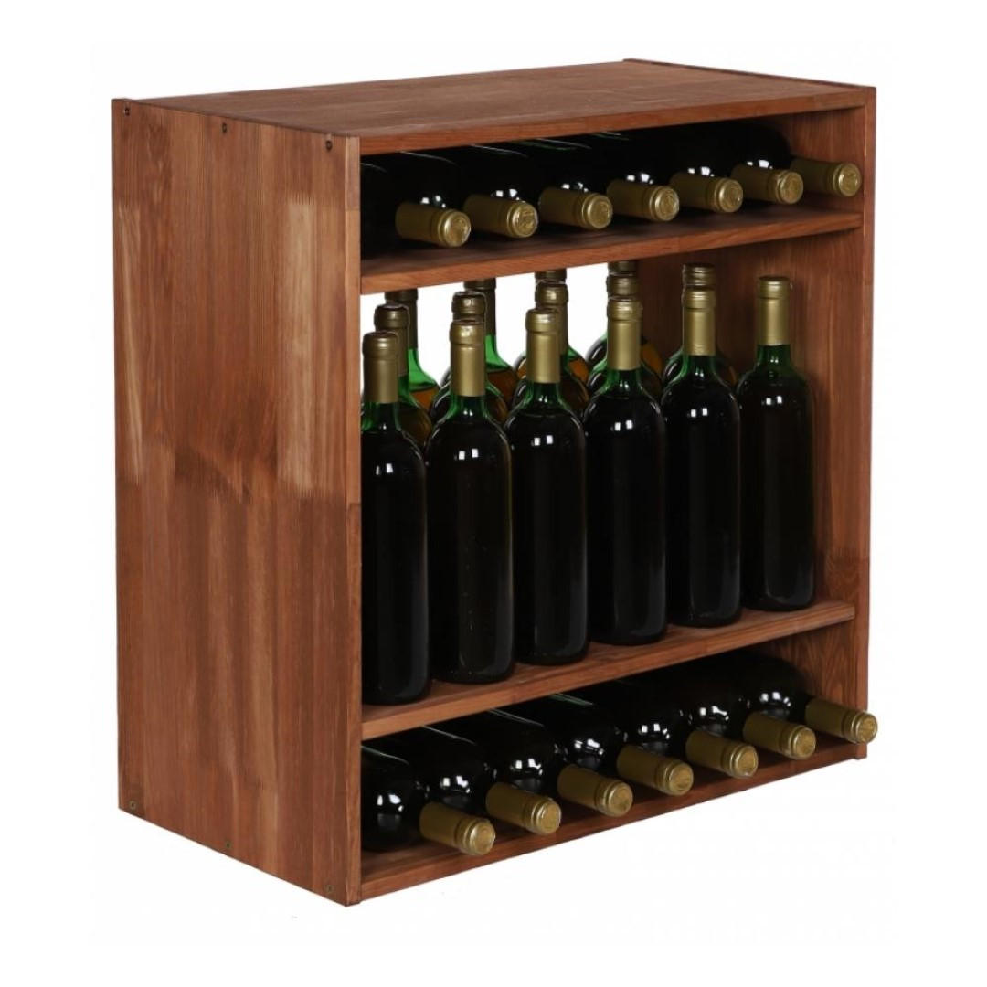 WEINREGAL Vincellar Mod 60x60x30 cm Standflaschen Modul Für 32 Flaschen Massives Kiefernholz Braun Geölt - Braun, Holz (60/60/30cm) - PROREGAL