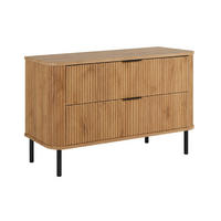 BADEZIMMERSCHRANK : Farbe Eiche Craft, Griff schwarz, Füße schwarz, 100 x 41,5 x 66,7 cm - Eichefarben/Schwarz, Holzwerkstoff (100/66.7/41.5cm) - 3XE LIVING