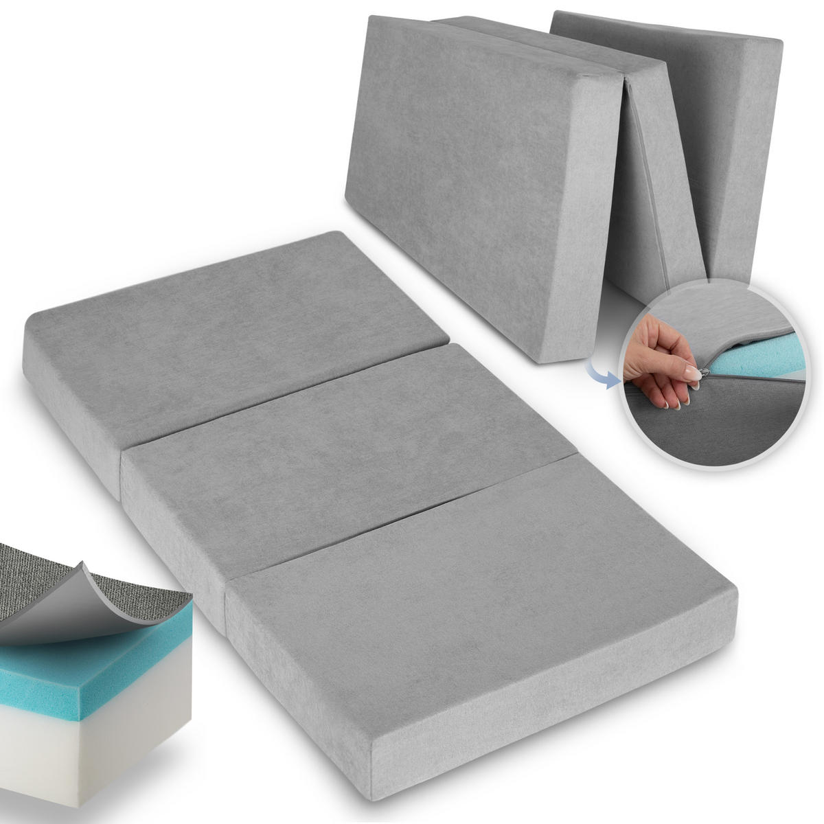 VISCO KLAPPMATRATZE VS95 201/120/14 cm Grau - Grau, Textil - Beautissu 