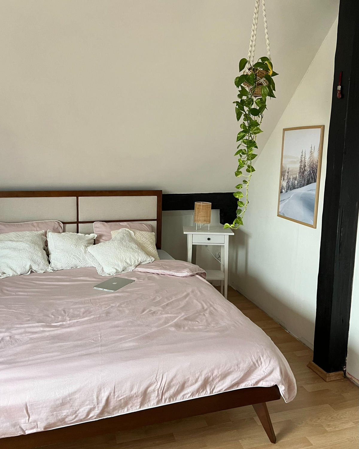 PAT DIN LEMN 160/200cm nuanță închisă de lemn Poissy - maro închis, material textil/compozit lemnos (160/200cm) - Beliani