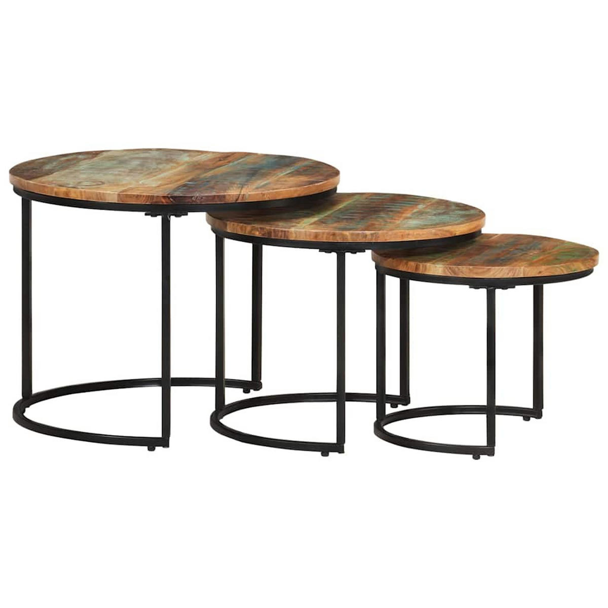 SATZTISCHE 3Er Set Altholz Massiv - Hellbraun, Holz (105/60/45cm) - vidaXL