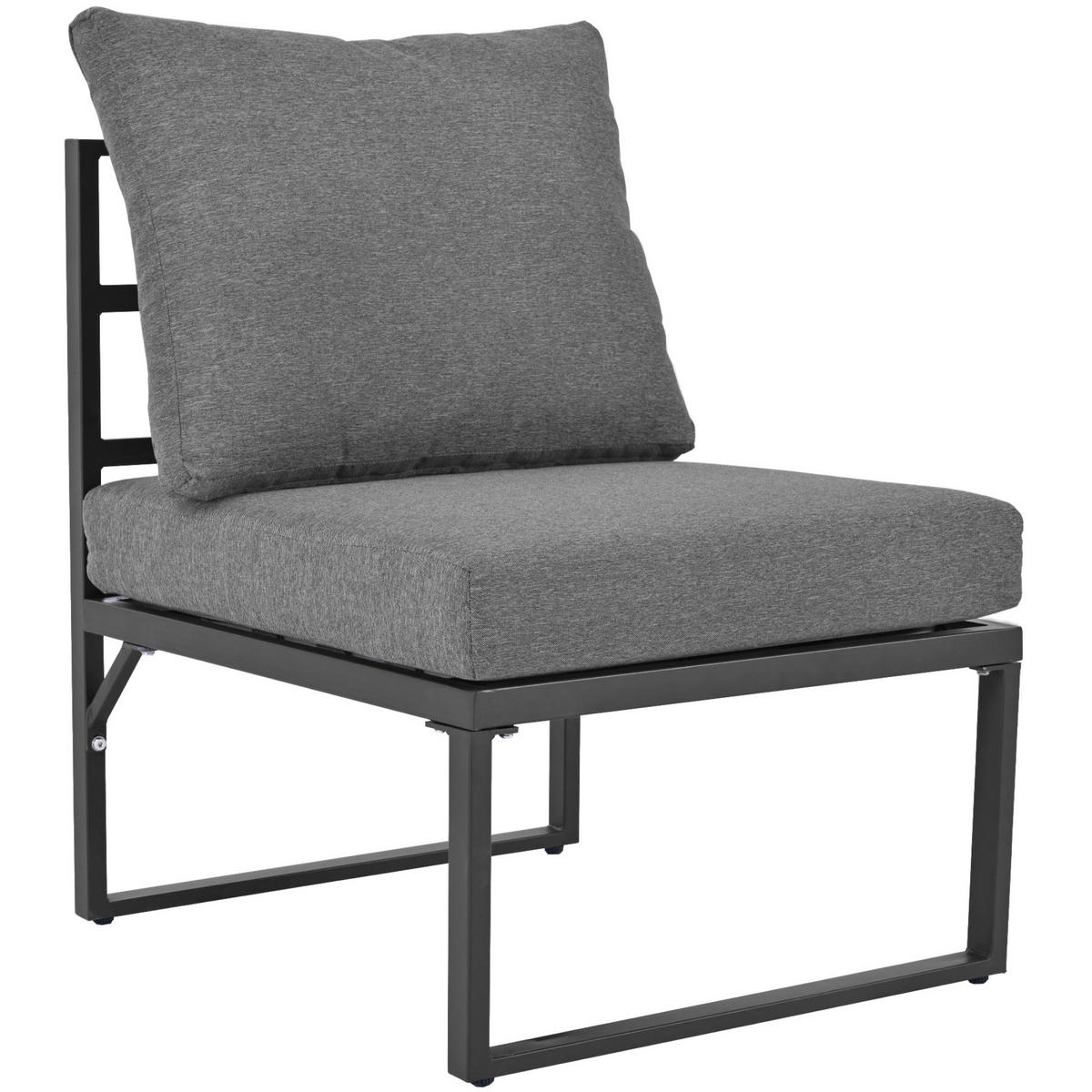 GARTENLOUNGE-SET mit Stuhl,Oberes Sonnensofa&Tisch,Gartenmöbelset mit Markise&Kissen - Grau, Textil/Metall - STILVORA