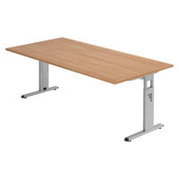 SCHREIBTISCH Serie-O 100/200/74 cm in Nussbaumfarben/Silberfarben - Silberfarben/Nussbaumfarben, Holzwerkstoff (100/200/74cm) - bümö