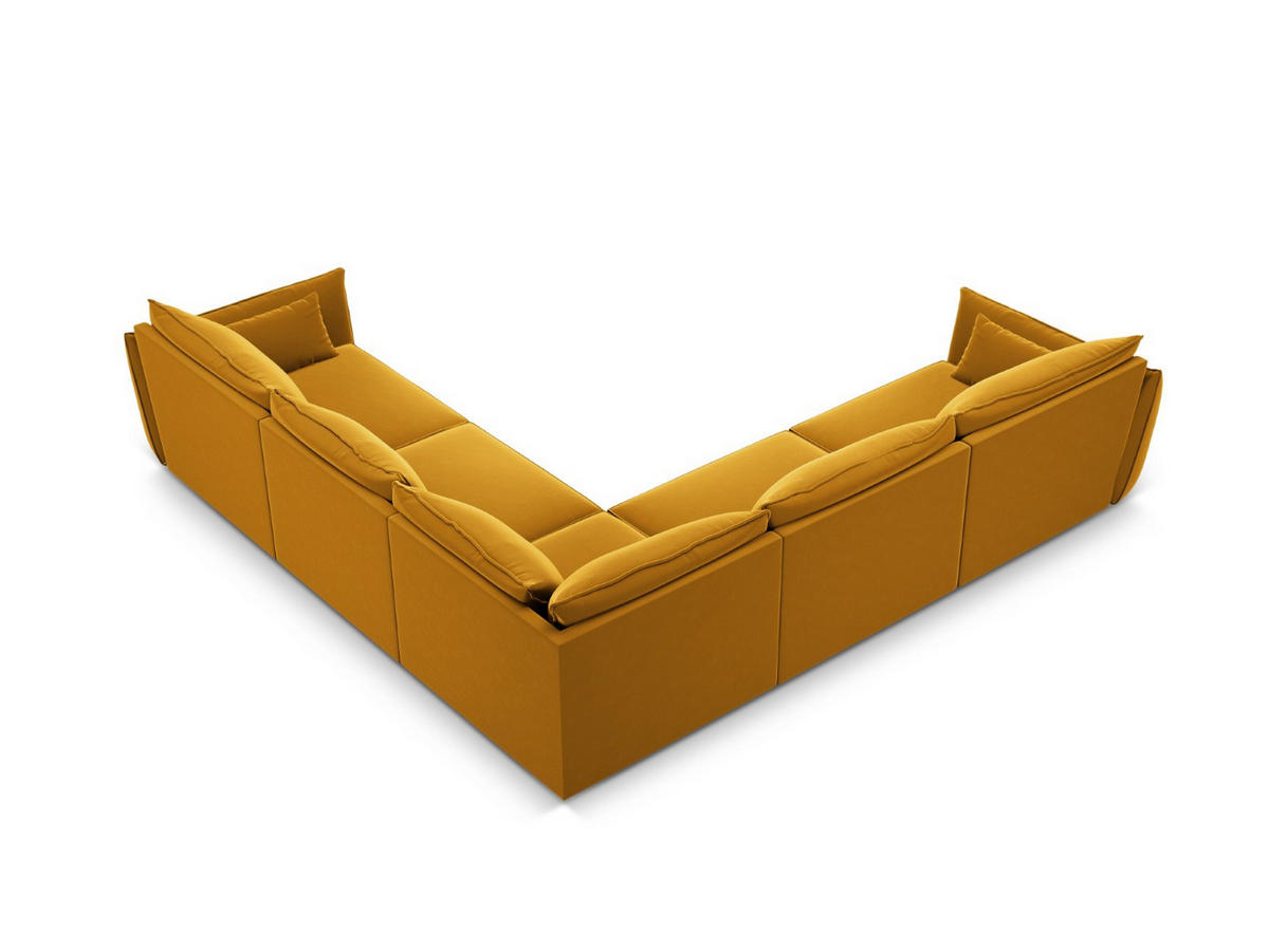 WENDBARES-ECKSOFA Kaelle aus Samt gelb 7 Sitzplätze - Gelb, Textil (286/286cm) - Micadoni