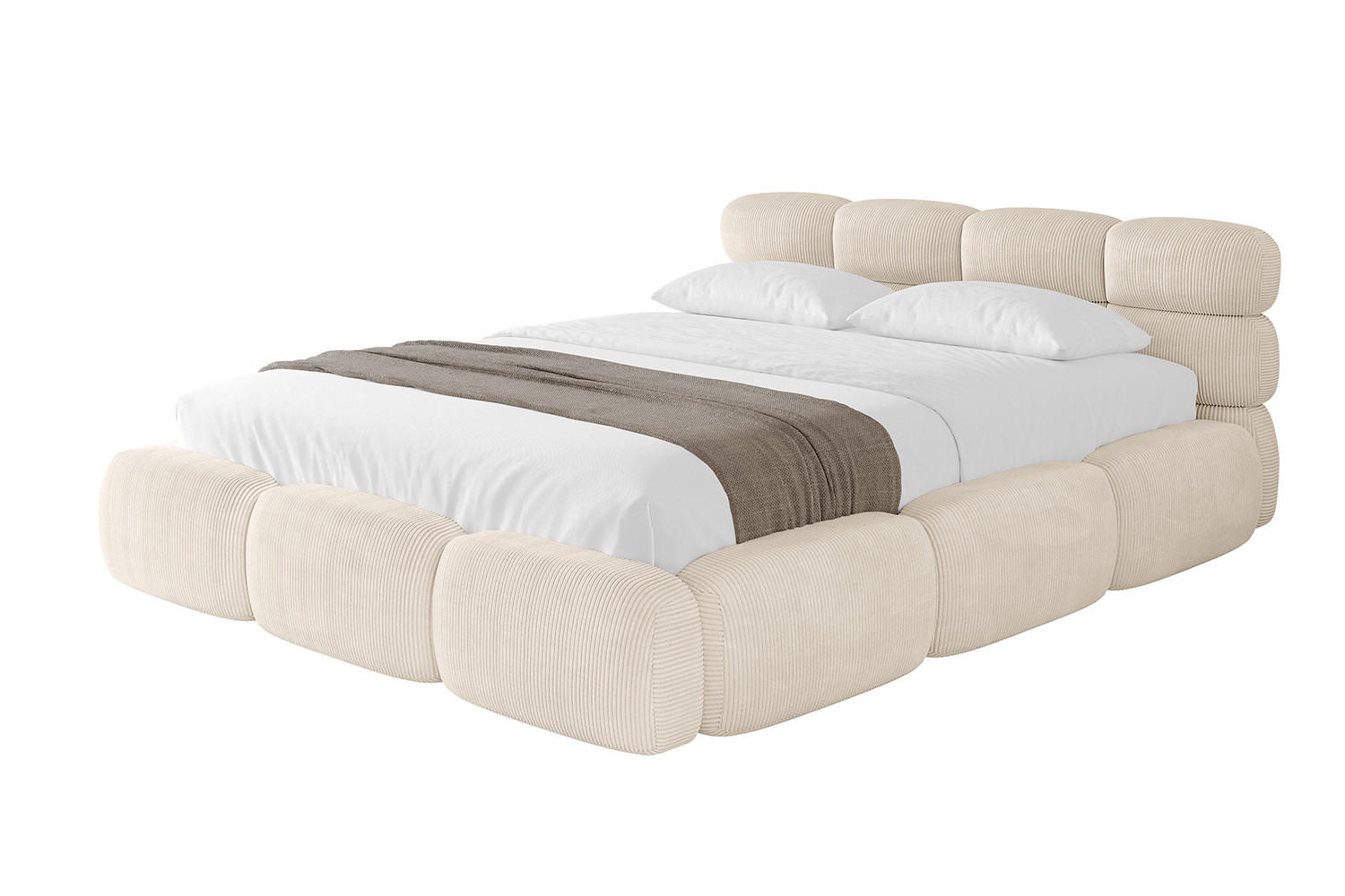 POLSTERBETT mit Bettkasten und Lattenrost, Boxbett ohne Matratze - NOMA 140x200 Beige - Beige, Holzwerkstoff/Textil (140/200cm) - ALTDECOR