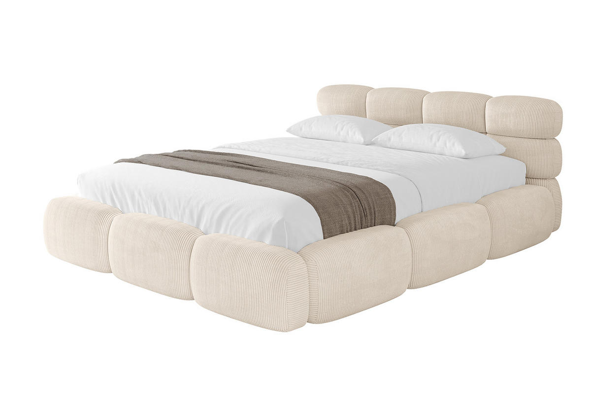 POLSTERBETT mit Bettkasten und Lattenrost, Boxbett ohne Matratze - NOMA 120x200 Beige - Beige, Holzwerkstoff/Textil (120/200cm) - ALTDECOR